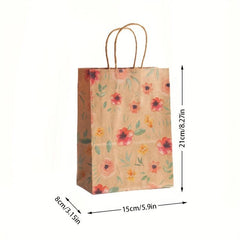 8pcs Watercolor Flowers Paper Gift Bags Floral Party Favor Bags
