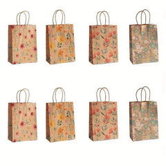8pcs Watercolor Flowers Paper Gift Bags Floral Party Favor Bags