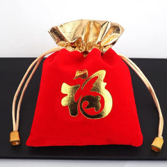 4pcs Red Velvet Bag Pull Strap Jewelry Buddha Beads Blessing Bag