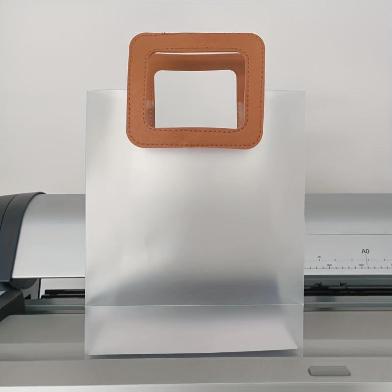 10pcs Red Orange Square PP Transparent Frosted Tote Bag Gift Bag