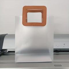 10pcs Red Orange Square PP Transparent Frosted Tote Bag Gift Bag