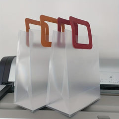 10pcs Red Orange Square PP Transparent Frosted Tote Bag Gift Bag
