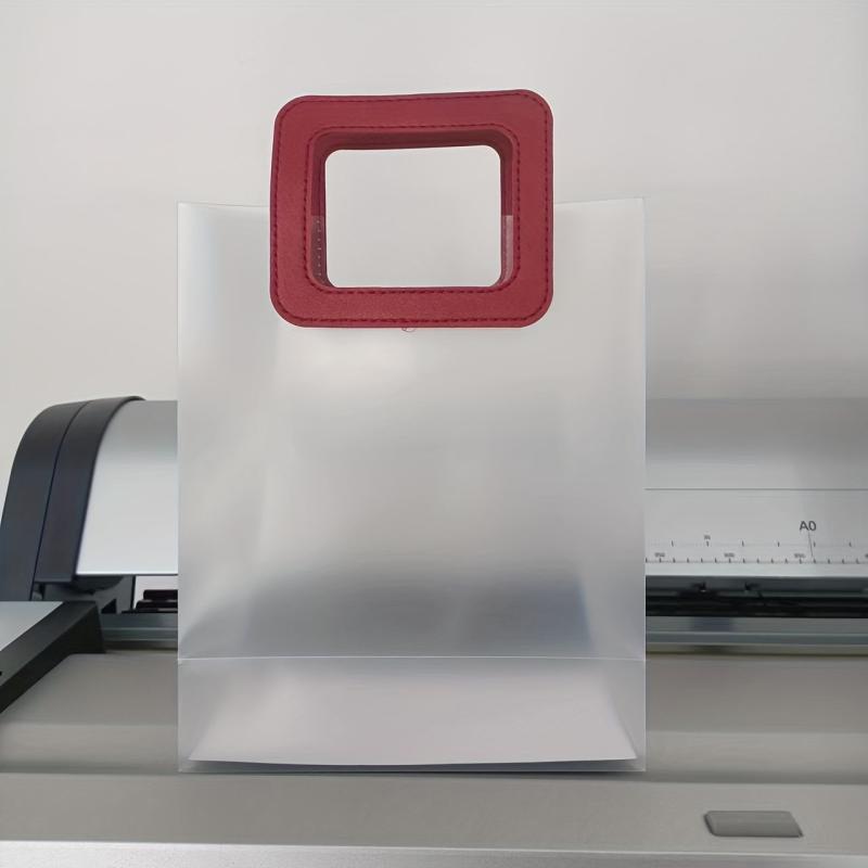 10pcs Red Orange Square PP Transparent Frosted Tote Bag Gift Bag