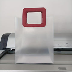 10pcs Red Orange Square PP Transparent Frosted Tote Bag Gift Bag