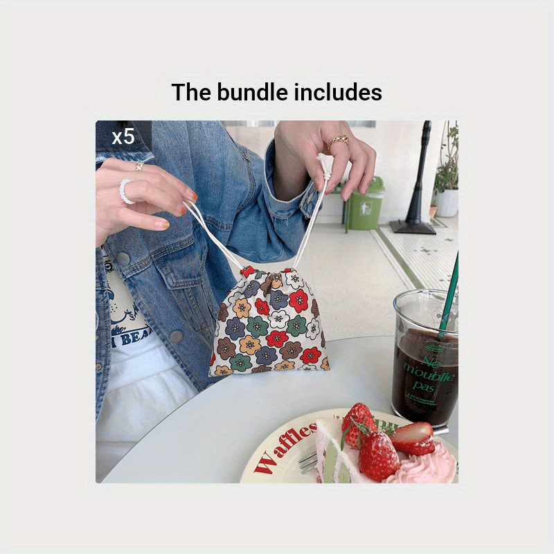 1pc Drawstring Gift Bag Small Cloth Pocket Hand held Bundle