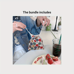 1pc Drawstring Gift Bag Small Cloth Pocket Hand held Bundle