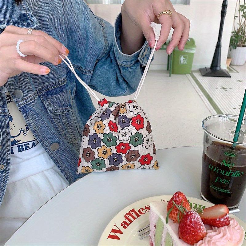 1pc Drawstring Gift Bag Small Cloth Pocket Hand held Bundle