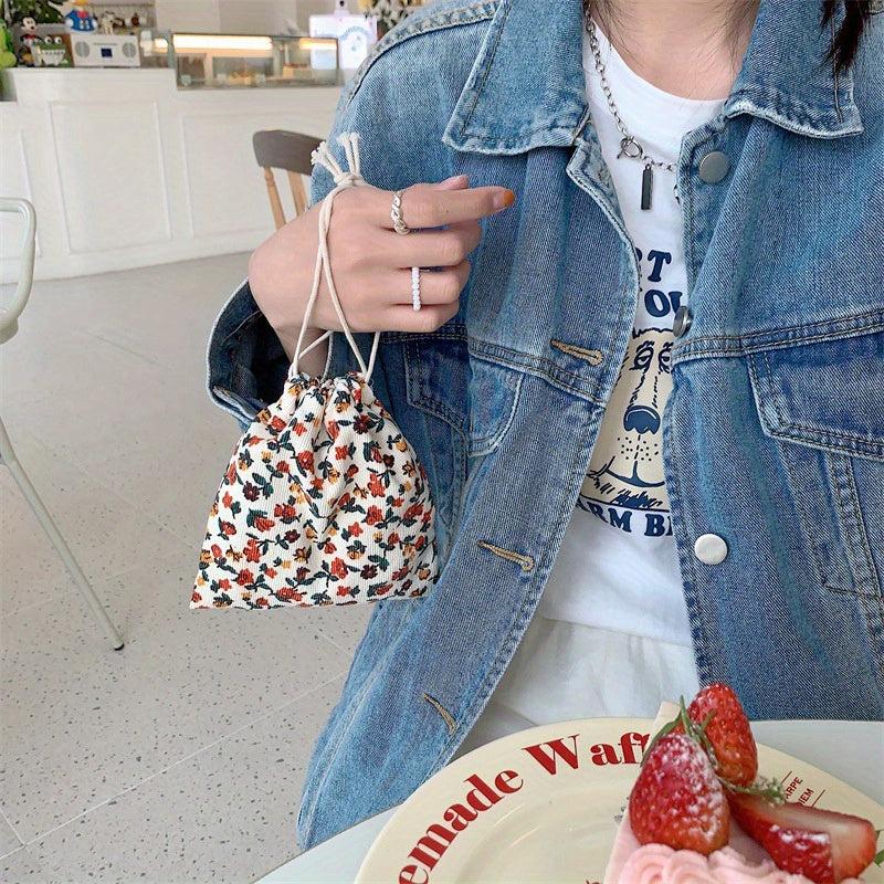 1pc Drawstring Gift Bag Small Cloth Pocket Hand held Bundle