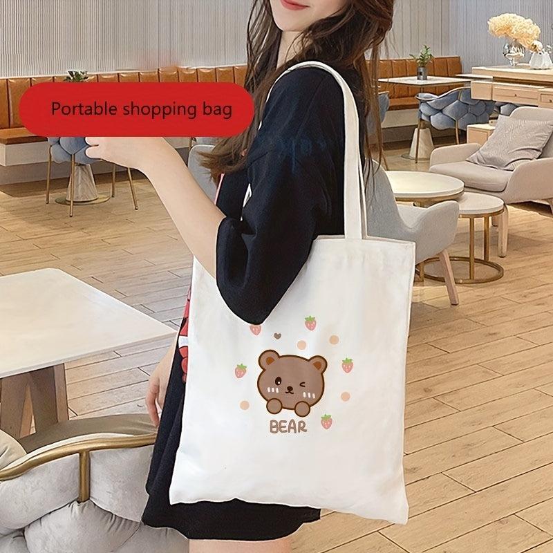 1pc Canvas Bag Portable Shopping Bag Clothing Bag Foldable