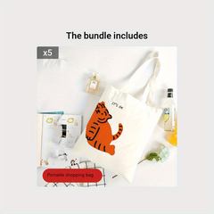 1pc Canvas Bag Portable Shopping Bag Clothing Bag Foldable
