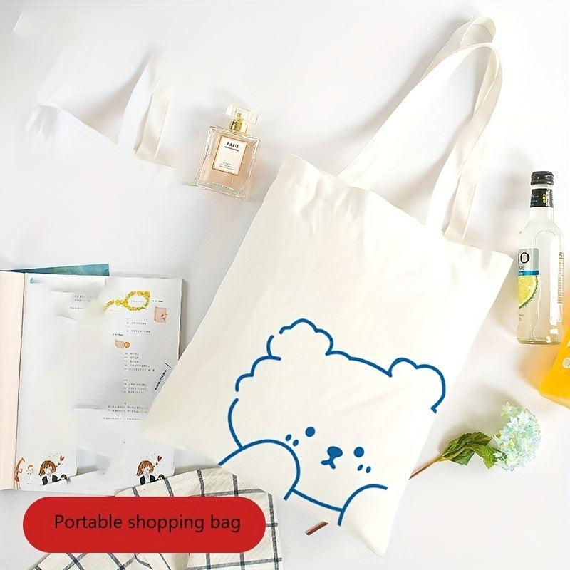 1pc Canvas Bag Portable Shopping Bag Clothing Bag Foldable