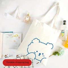 1pc Canvas Bag Portable Shopping Bag Clothing Bag Foldable