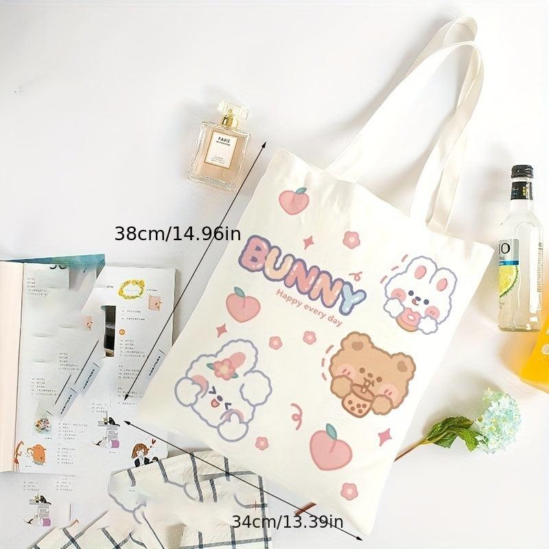 1pc Canvas Bag Portable Shopping Bag Clothing Bag Foldable