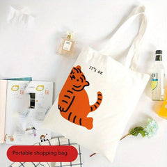 1pc Canvas Bag Portable Shopping Bag Clothing Bag Foldable