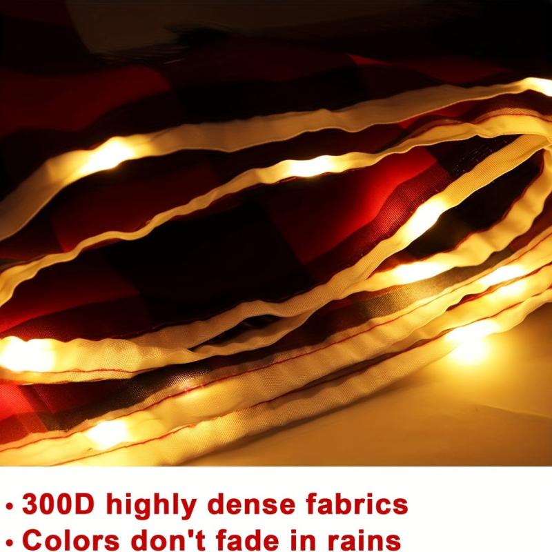 2pcs Christmas Outdoor Decor Set Red Checked Door Banner Merry Christm