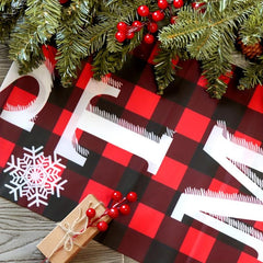 2pcs Christmas Outdoor Decor Set Red Checked Door Banner Merry Christm
