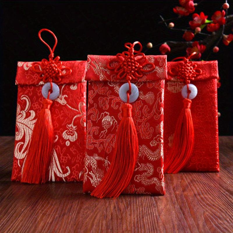 Brocade Fabric Red Envelope - Year of the Rat Design
