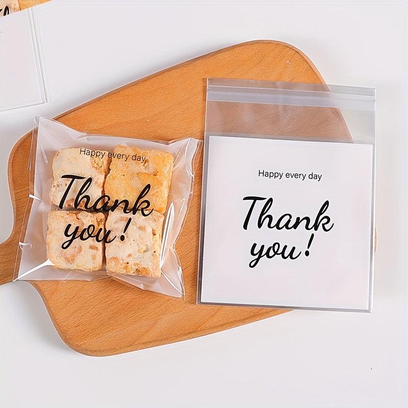 100pcs Large Thank You Printed Ziplock Bag Gift Candy Packaging Bag