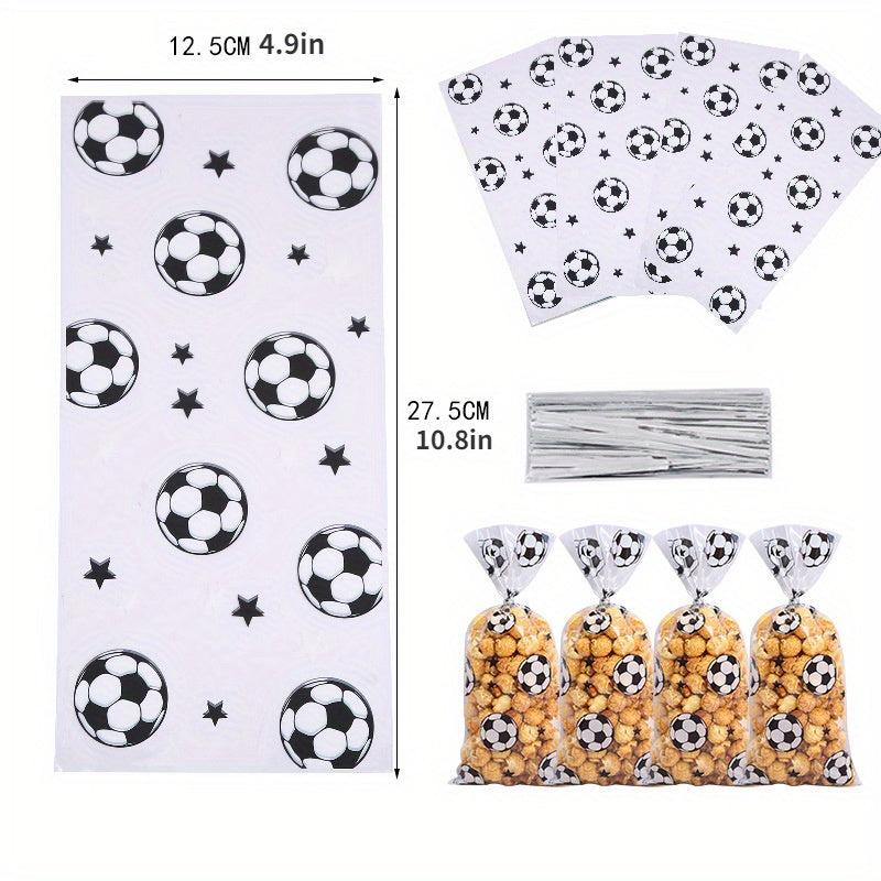 100pcs Football Pattern Opp Flat Pocket Sports Series Gift Bags