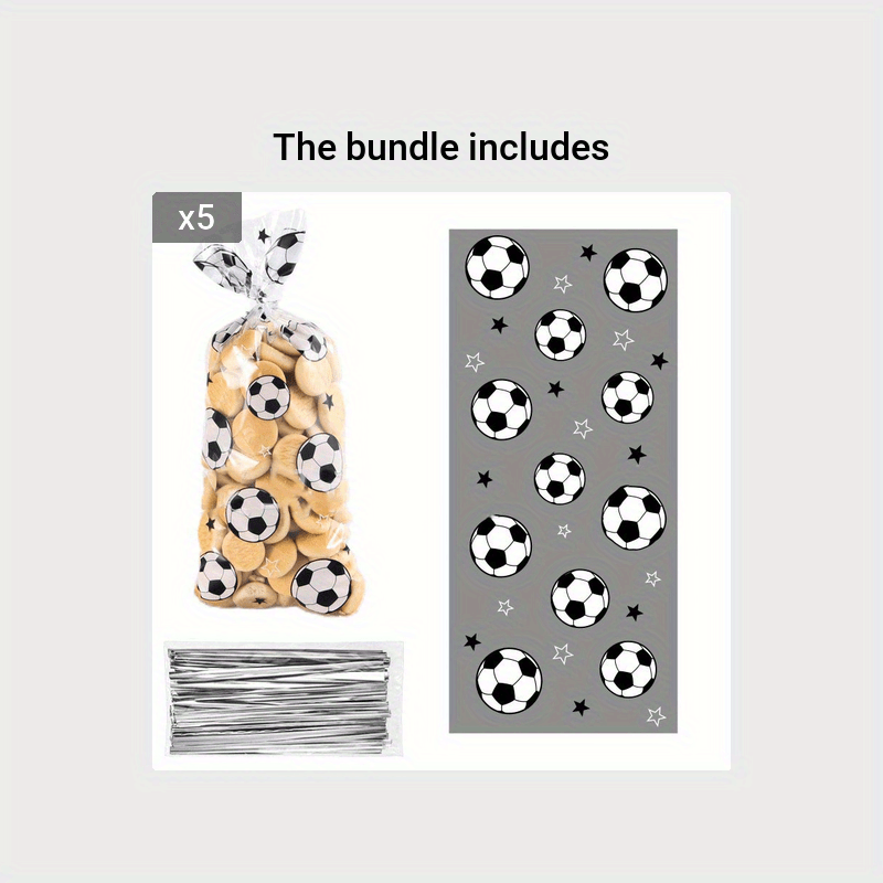 100pcs Football Pattern Opp Flat Pocket Sports Series Gift Bags
