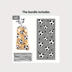 100pcs Football Pattern Opp Flat Pocket Sports Series Gift Bags