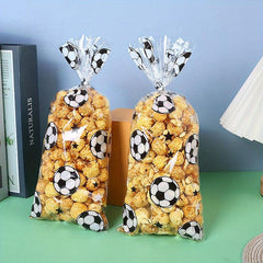 100pcs Football Pattern Opp Flat Pocket Sports Series Gift Bags