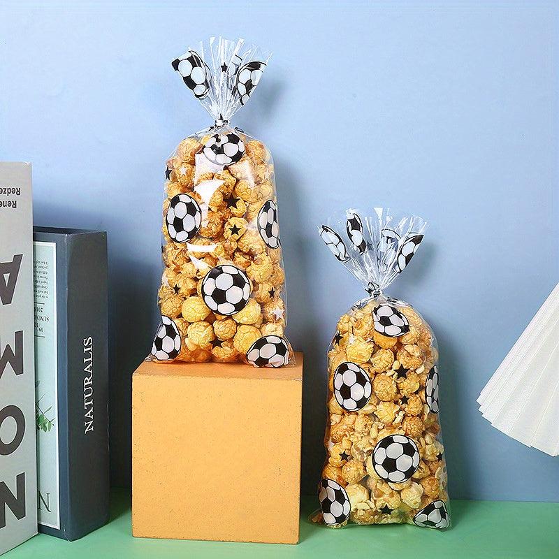 100pcs Football Pattern Opp Flat Pocket Sports Series Gift Bags