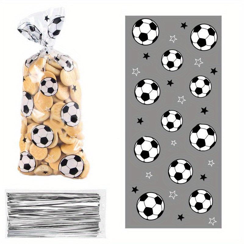 100pcs Football Pattern Opp Flat Pocket Sports Series Gift Bags
