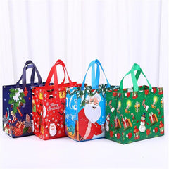4pcs Holiday Laminated Non-woven Tote Gift Bag Set