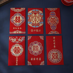 6pcs Chinese Lucky Money Envelope Bronzing Xi Character Gift Envelope