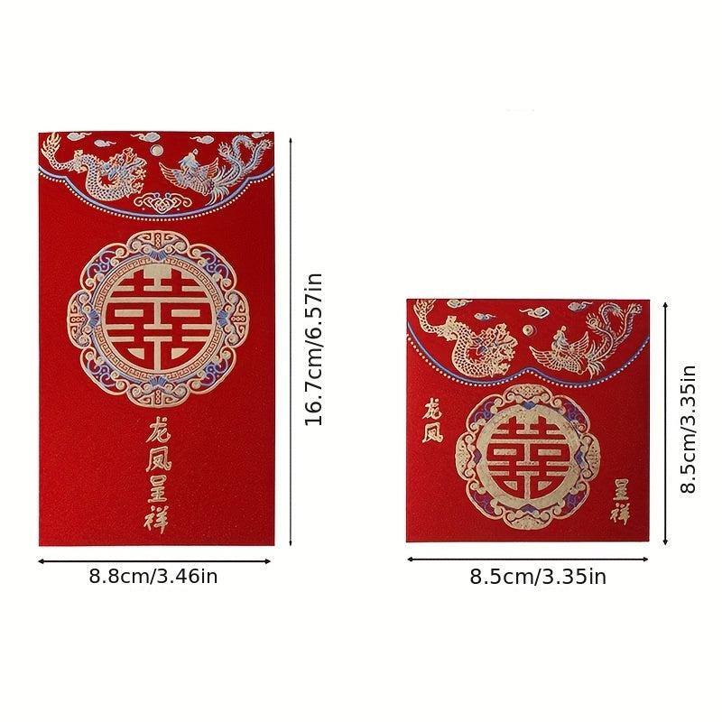 6pcs Chinese Lucky Money Envelope Bronzing Xi Character Gift Envelope