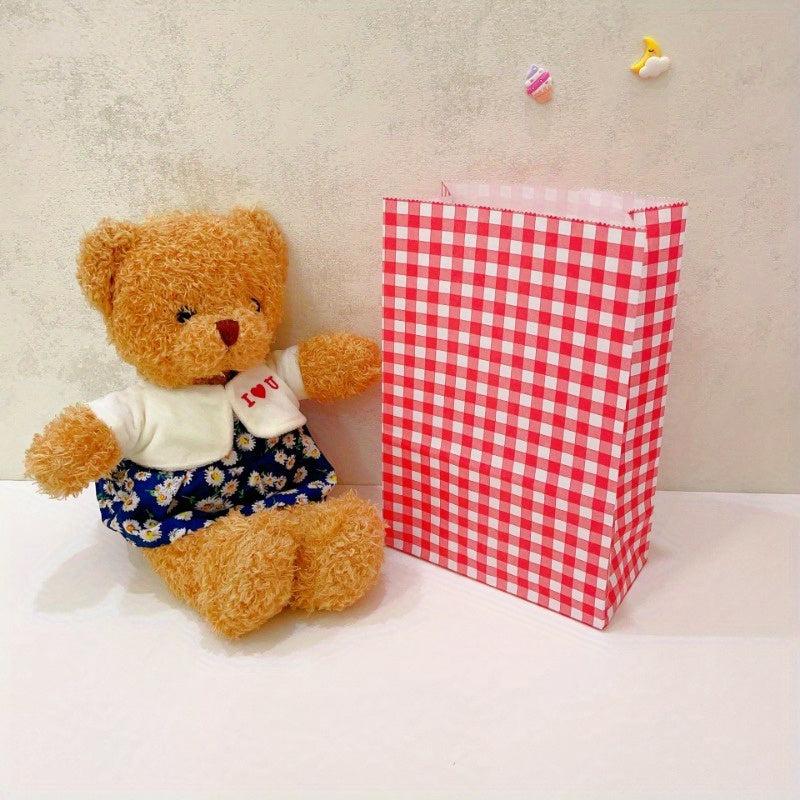 Vintage Macaron Checkered Desktop Storage Paper Bag Gift Packaging Bag