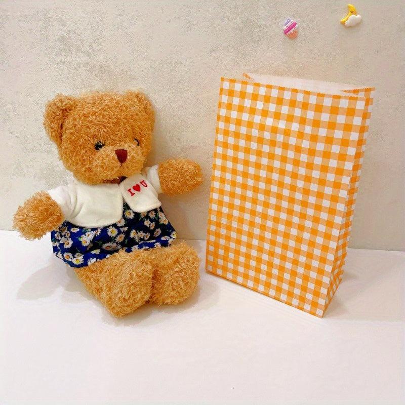 Vintage Macaron Checkered Desktop Storage Paper Bag Gift Packaging Bag