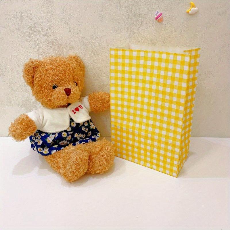 Vintage Macaron Checkered Desktop Storage Paper Bag Gift Packaging Bag