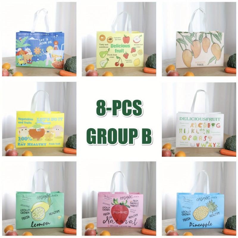 8pcs Oversize Reusable Shopping Bags Bulk Foldable with Reinforced Handles