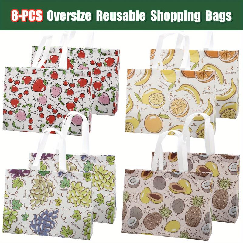 8pcs Oversize Reusable Shopping Bags Bulk Foldable with Reinforced Handles