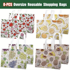 8pcs Oversize Reusable Shopping Bags Bulk Foldable with Reinforced Handles