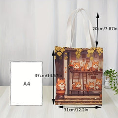 Cartoon Animal Print Shoulder Shopping Bag
