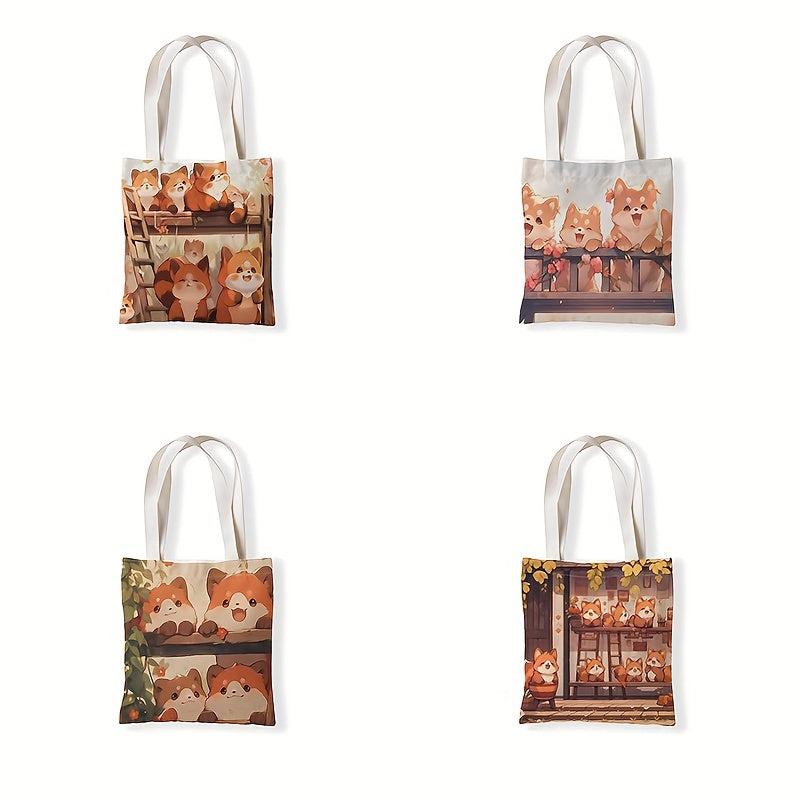 Cartoon Animal Print Shoulder Shopping Bag