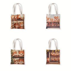 Cartoon Animal Print Shoulder Shopping Bag