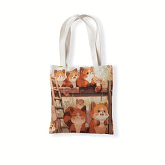 Cartoon Animal Print Shoulder Shopping Bag