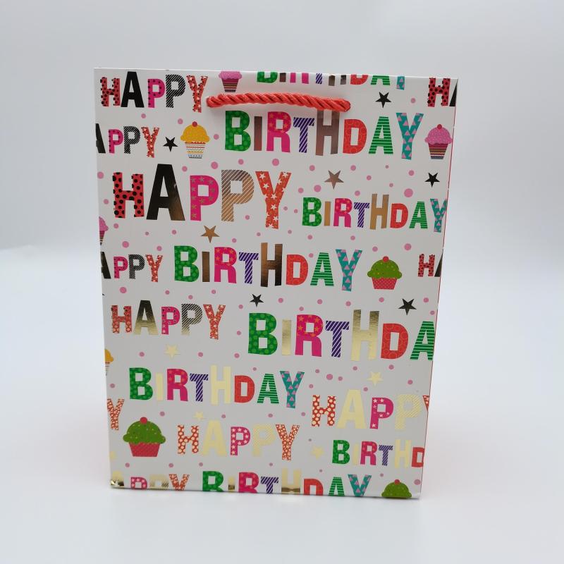 4pcs Hot Stamped Card Paper Bags, 4 Designs Mixed, Single Hand-held Length 18x10