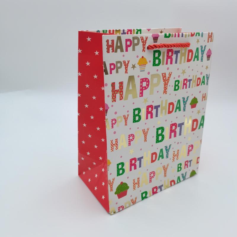 4pcs Hot Stamped Card Paper Bags, 4 Designs Mixed, Single Hand-held Length 18x10