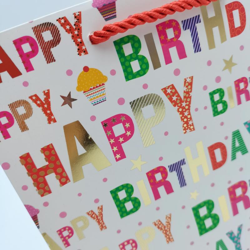 4pcs Hot Stamped Card Paper Bags, 4 Designs Mixed, Single Hand-held Length 18x10