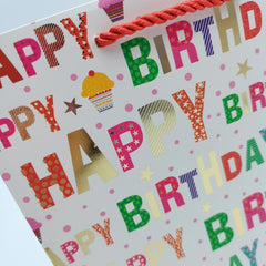 4pcs Hot Stamped Card Paper Bags, 4 Designs Mixed, Single Hand-held Length 18x10