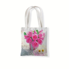 American Rustic Rose Flower Printed Retail Bag Casual Tote Bag