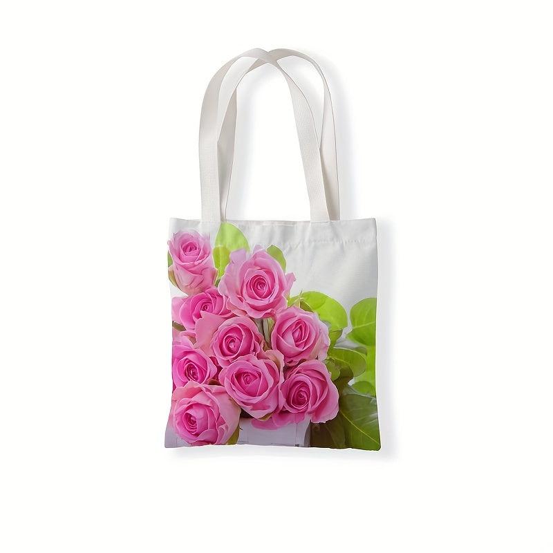 American Rustic Rose Flower Printed Retail Bag Casual Tote Bag