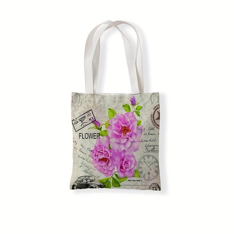 American Rustic Rose Flower Printed Retail Bag Casual Tote Bag