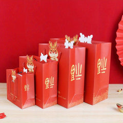 Year's Dragon Red Paper Bag Cartoon Tote Bag