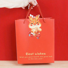 Year's Dragon Red Paper Bag Cartoon Tote Bag